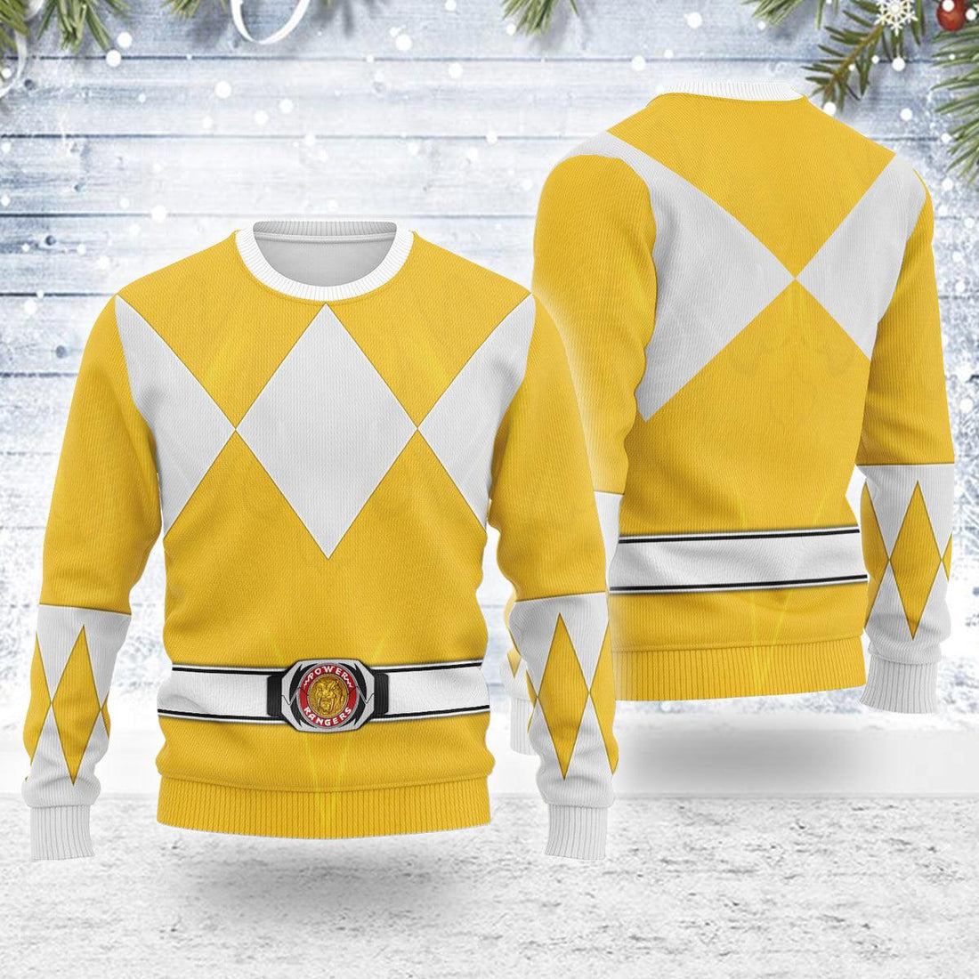 Merry Christmas Yellow Ranger MM Unisex Wool Sweater - CustomsPig.com