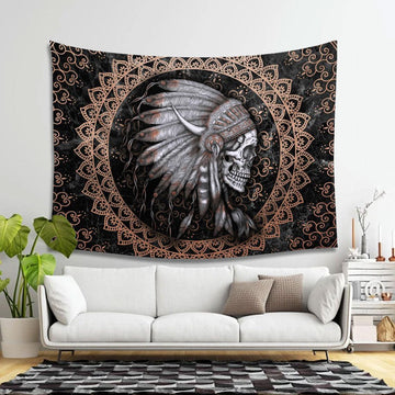 Native American Skull Tapestry - CustomsPig