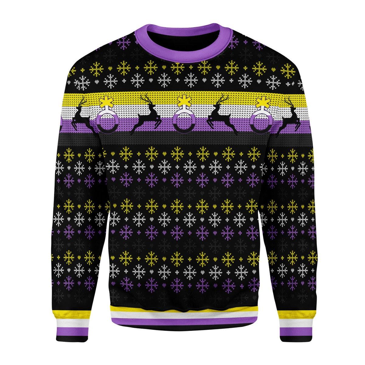 Nonbinary Flag Christmas Sweater - CustomsPig