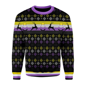 Nonbinary Flag Christmas Sweater - CustomsPig