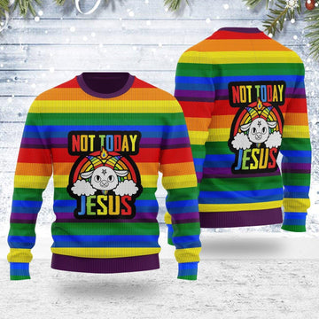 Not Today Jesus Ugly Christmas Sweater - DucG