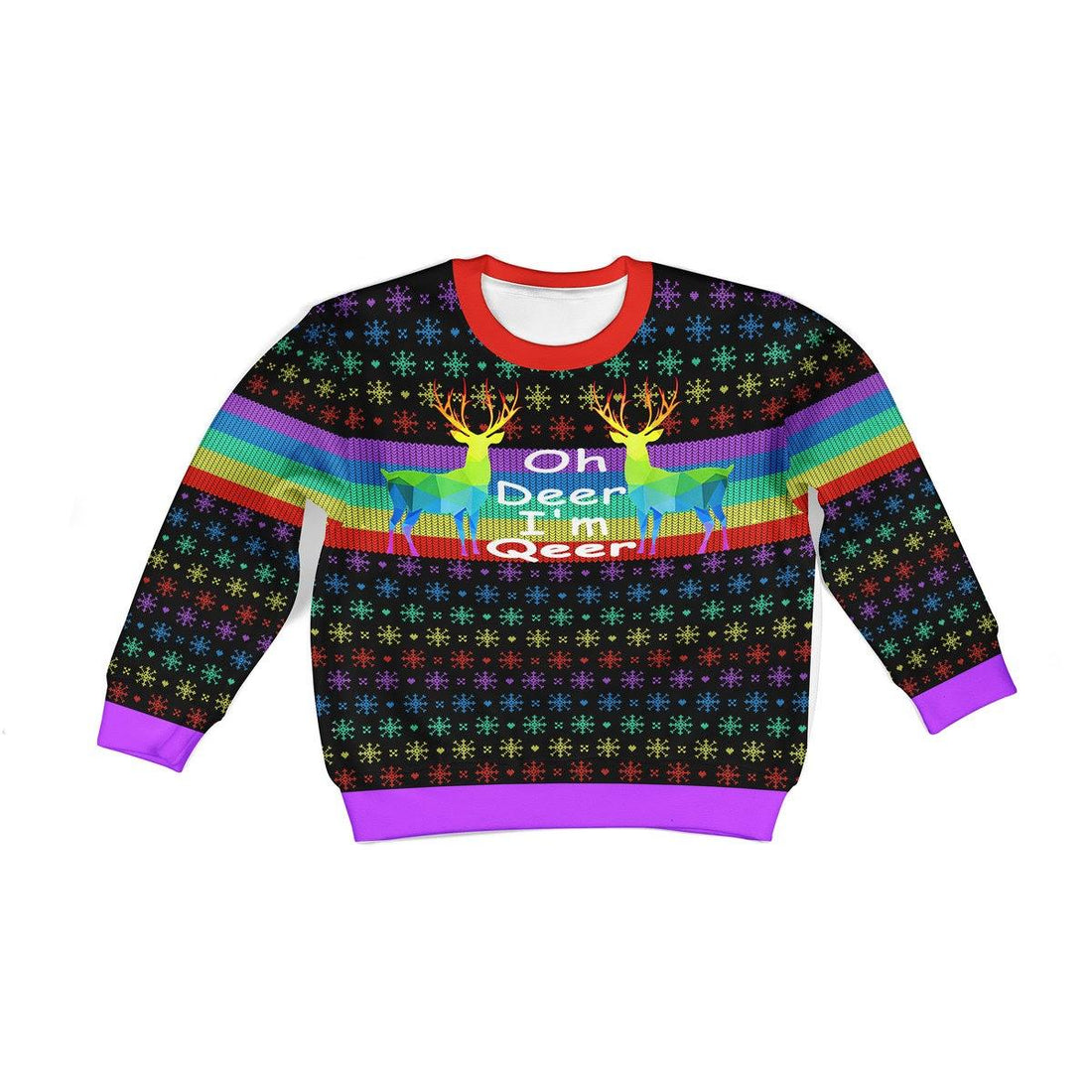 Oh Deer I'm Qeer Lgbt Christmas Kid Christmas Sweater - CustomsPig