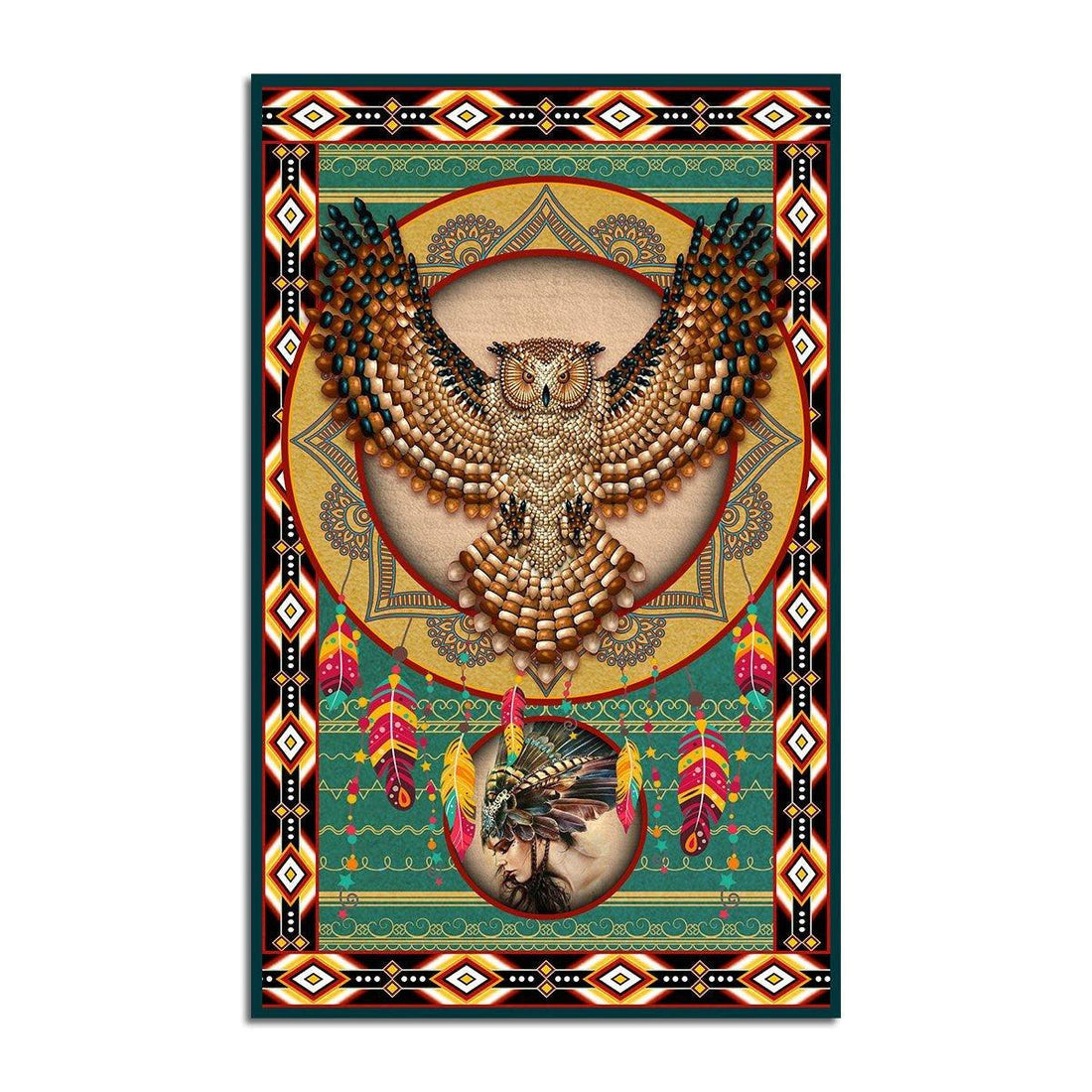 Owl Native Girl Rug - CustomsPig