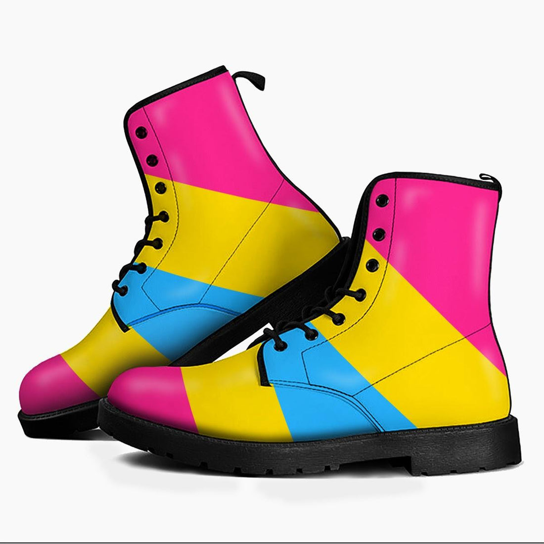 Pansexual Pride Flag Leather Boots - CustomsPig