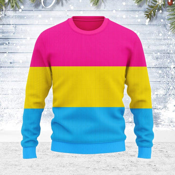 Pansexual Pride Flag Ugly Christmas Sweater - DucG