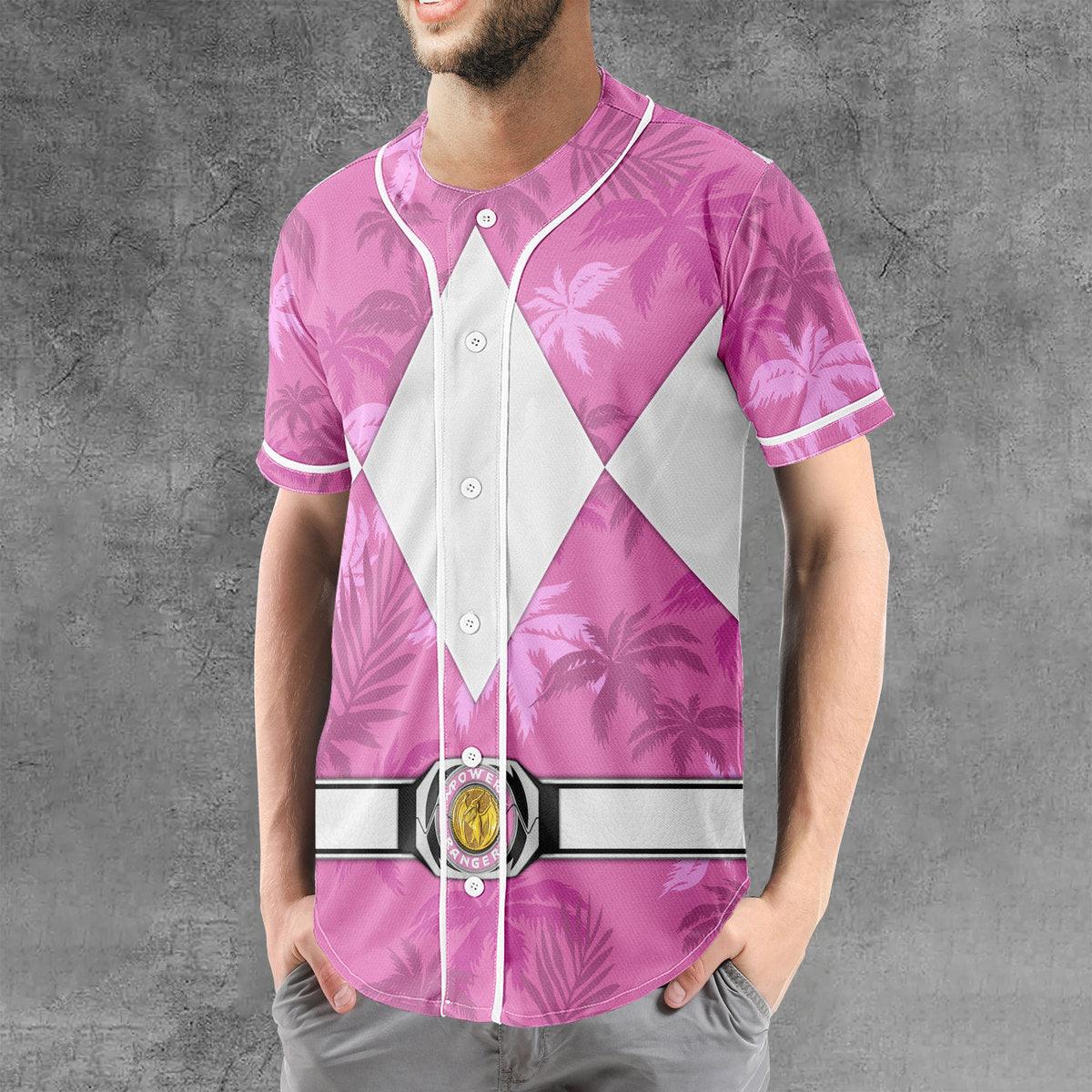Pink Ranger x Tommy Vercetti MLB Jersey Shirt Beach Shorts - CustomsPig.com