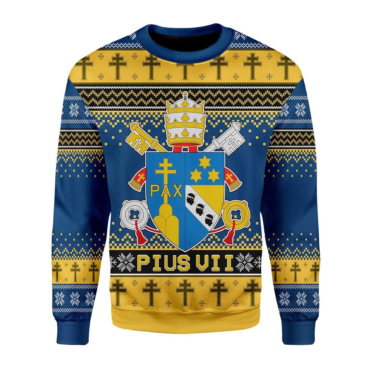 Pius VII Coat of Arms Christmas Sweater - CustomsPig