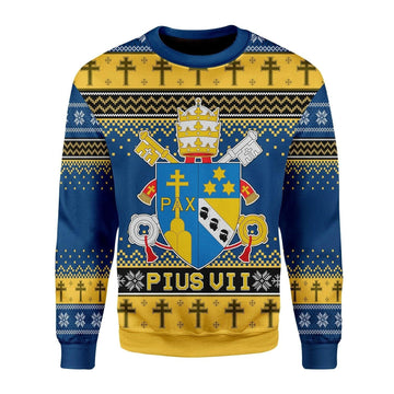 Pius VII Coat of Arms Christmas Sweater - CustomsPig