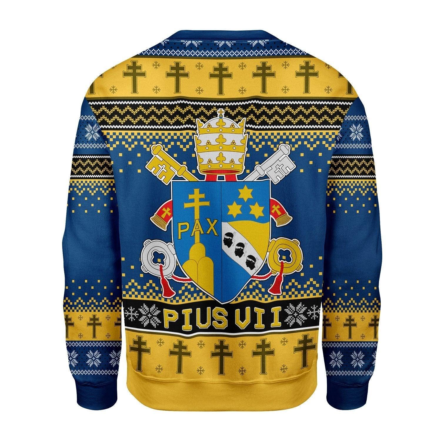Pius VII Coat of Arms Christmas Sweater - CustomsPig