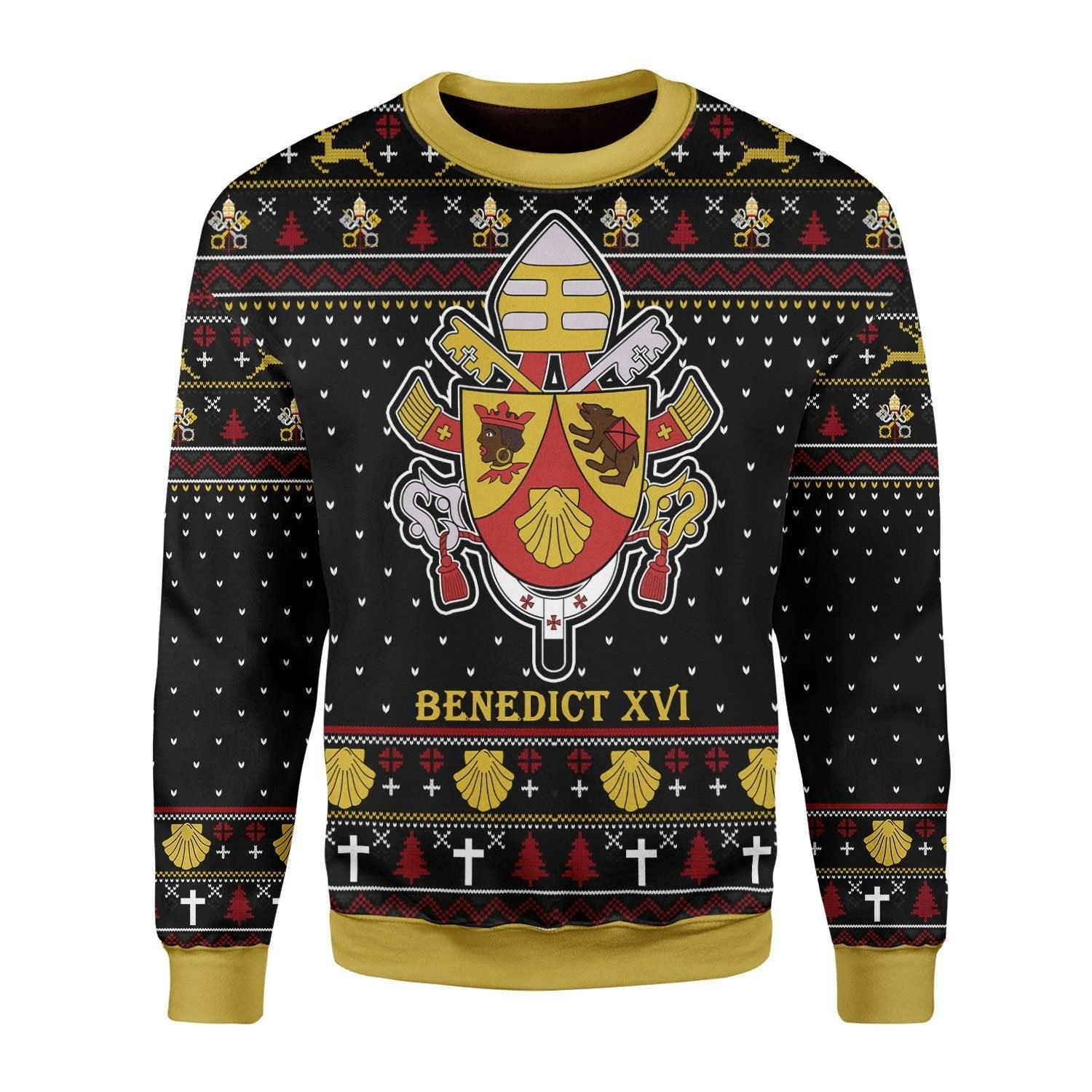 Pope Benedict XVI Coat Of Arms Christmas Sweater - CustomsPig