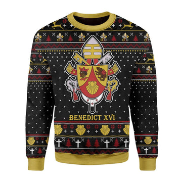 Pope Benedict XVI Coat Of Arms Christmas Sweater - CustomsPig