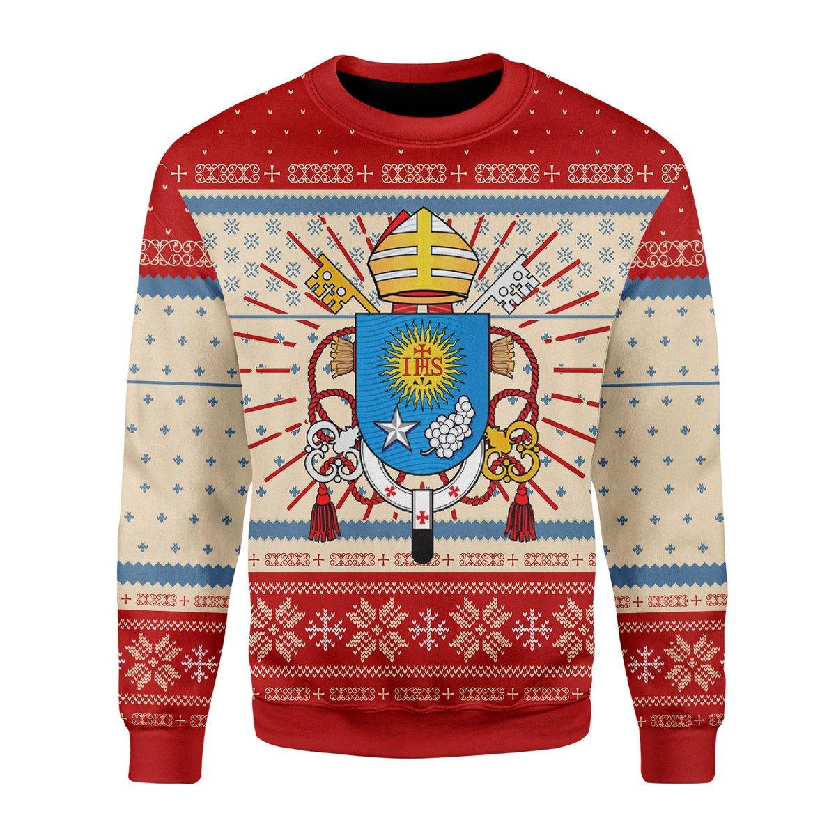 Pope Francis Coat Of Arms Christmas Sweater - CustomsPig