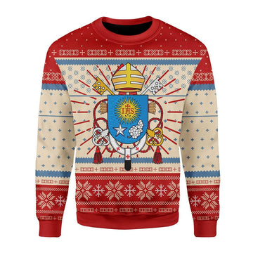 Pope Francis Coat Of Arms Christmas Sweater - CustomsPig