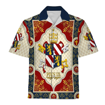 Pope Pius IX Coat Of Arms Hawaiian Shirt - Gearhomie.com