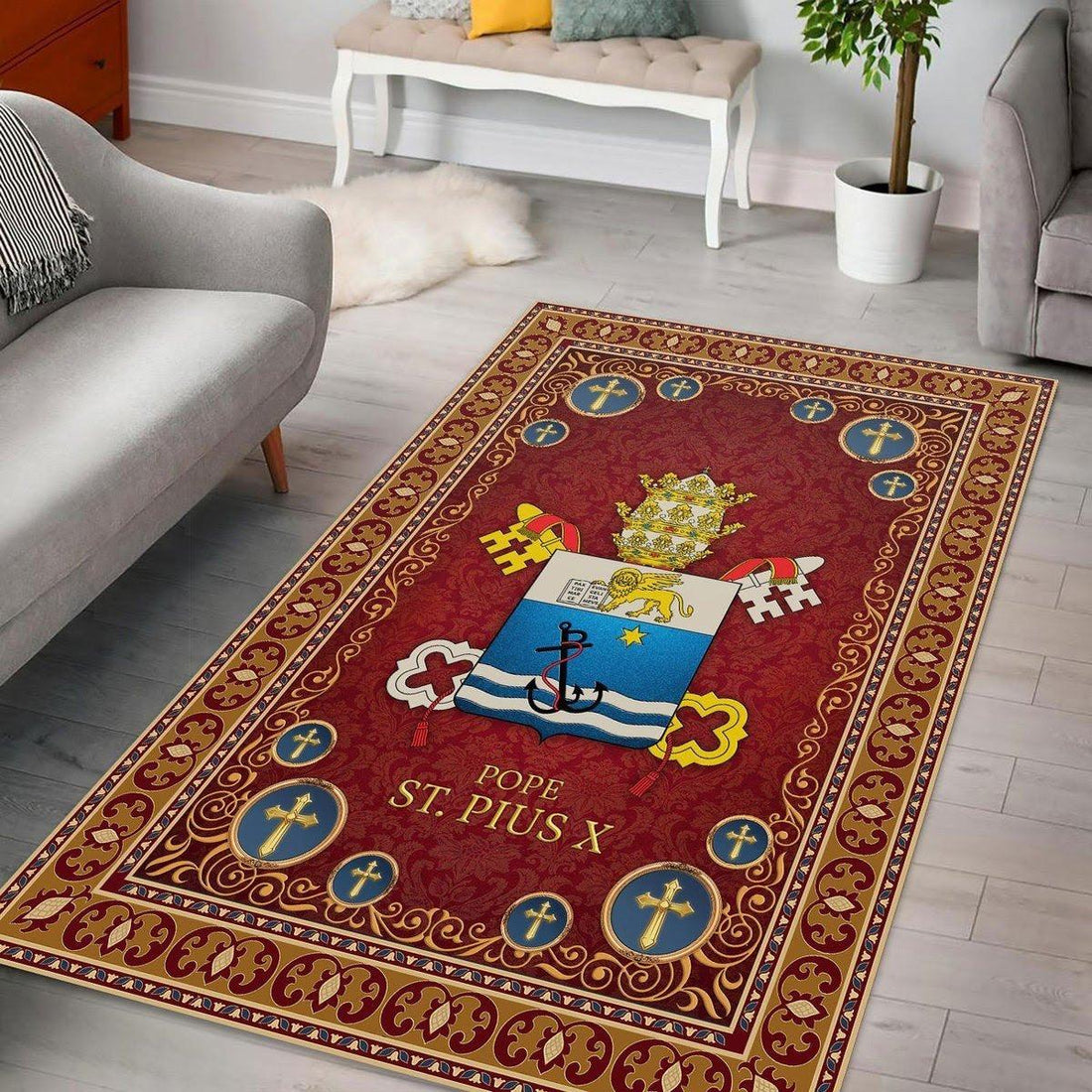Pope Saint Pius X Coat Of Arms Rug - DucG