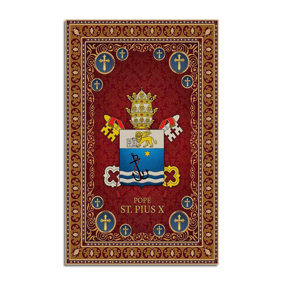 Pope St. Pius X Coat Of Arms Rug - CustomsPig