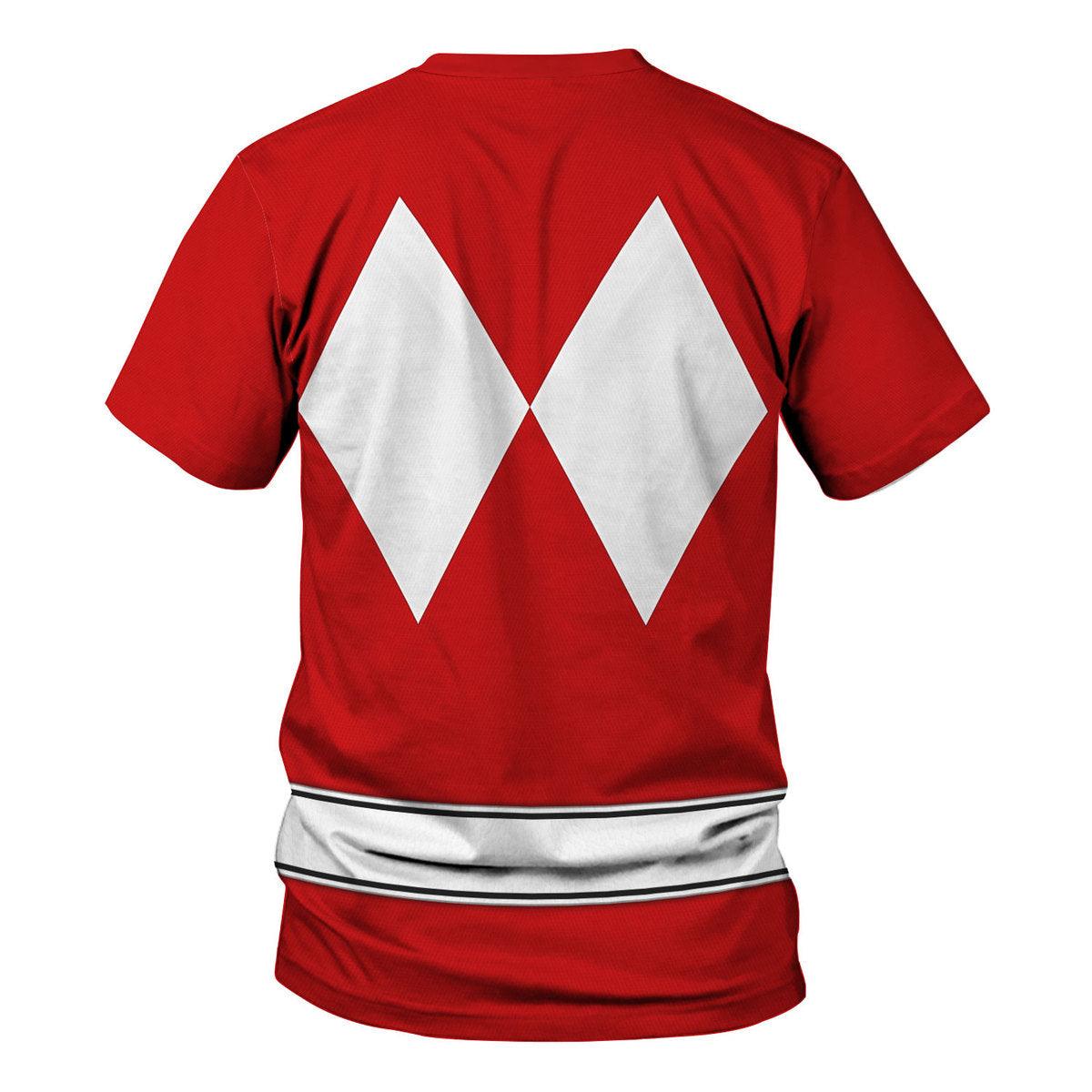 Red Ranger Mighty Morphin The Movie (1995) Hoodies Sweatshirt T-shirt Hawaiian - CustomsPig.com
