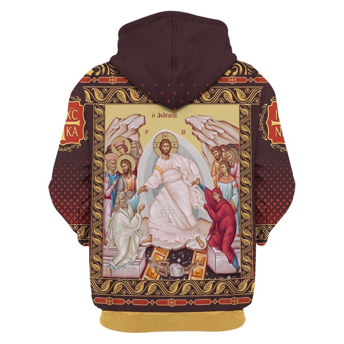 Resurrection of Christ Zip Hoodie - DucG