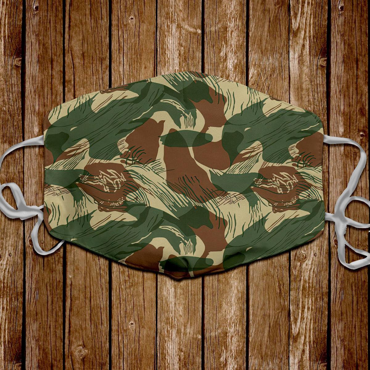 Rhodesian Brushstroke Rhodesian Security Forces 1965 Camo Pattern Face Mask - DucG