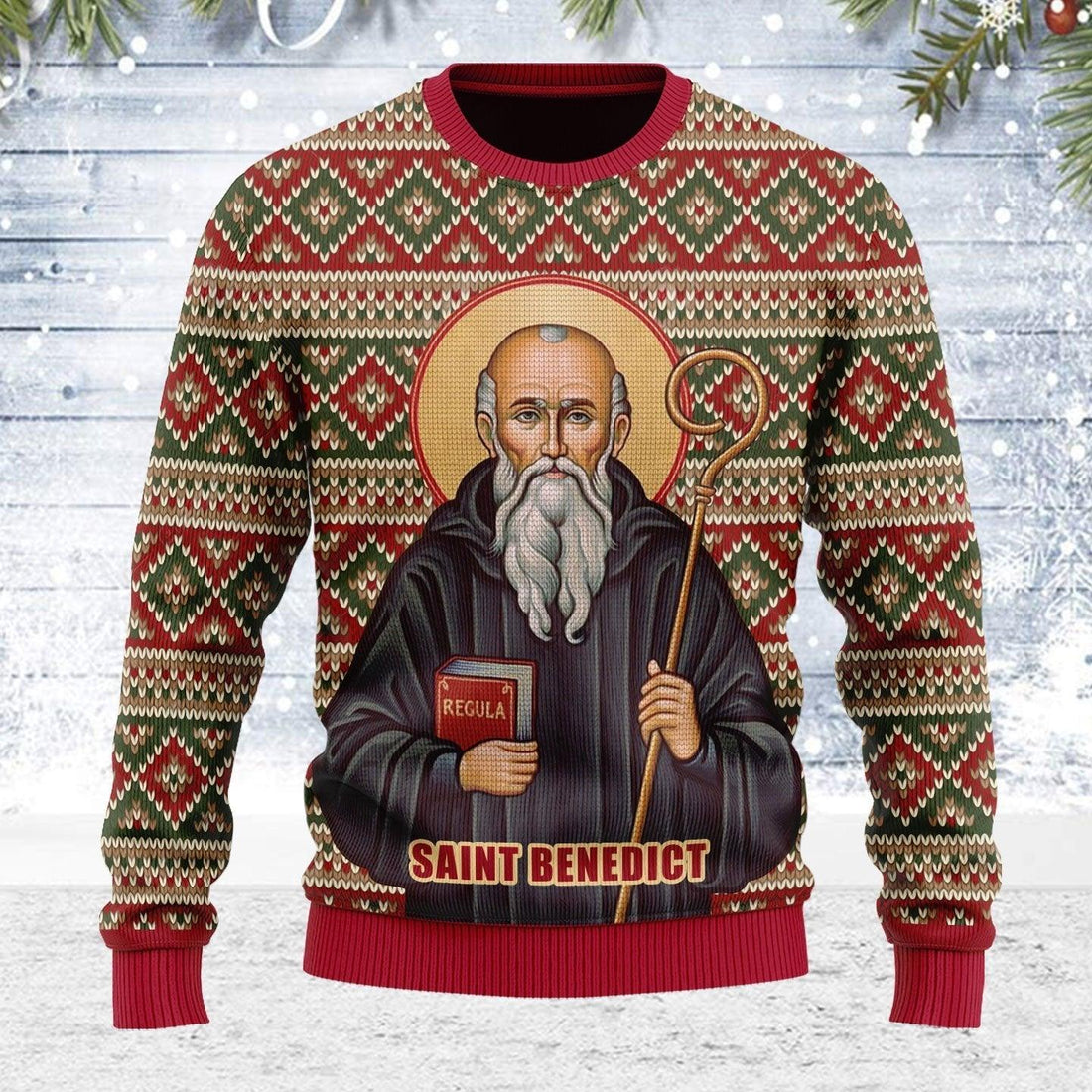 Saint Benedict Ugly Christmas Sweater - CustomsPig