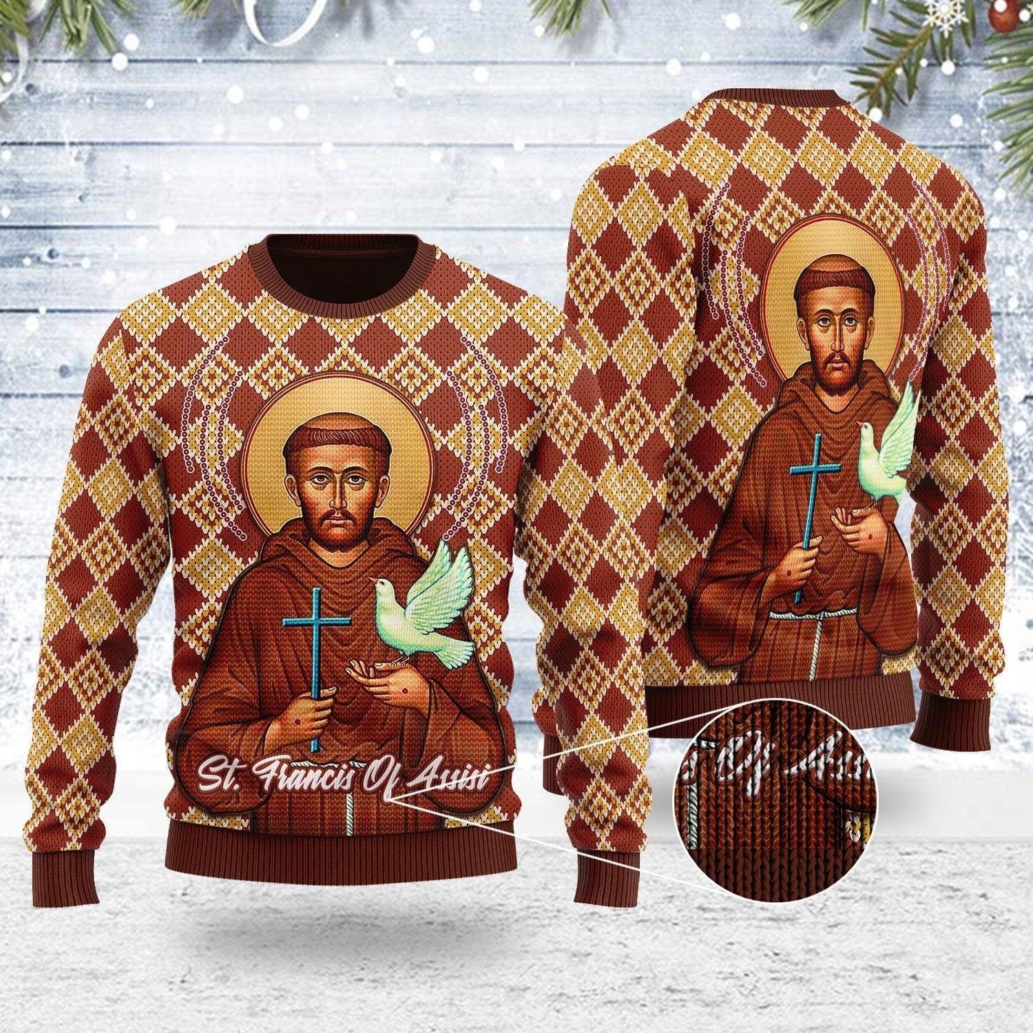 Saint Francis Of Assisi Ugly Christmas Sweater - CustomsPig