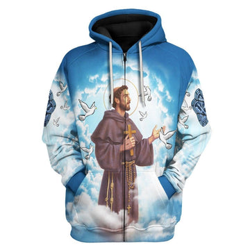 Saint Francis Of Assisi Zip Hoodie - DucG