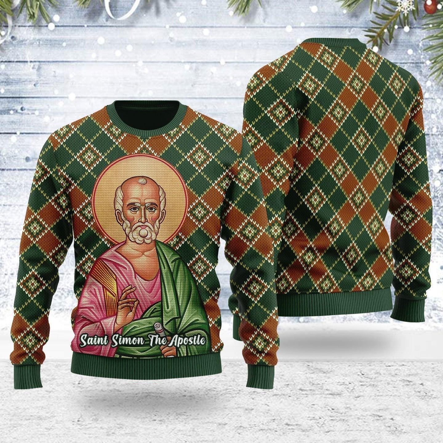 Saint Simon the Zealot Ugly Christmas Sweater - CustomsPig