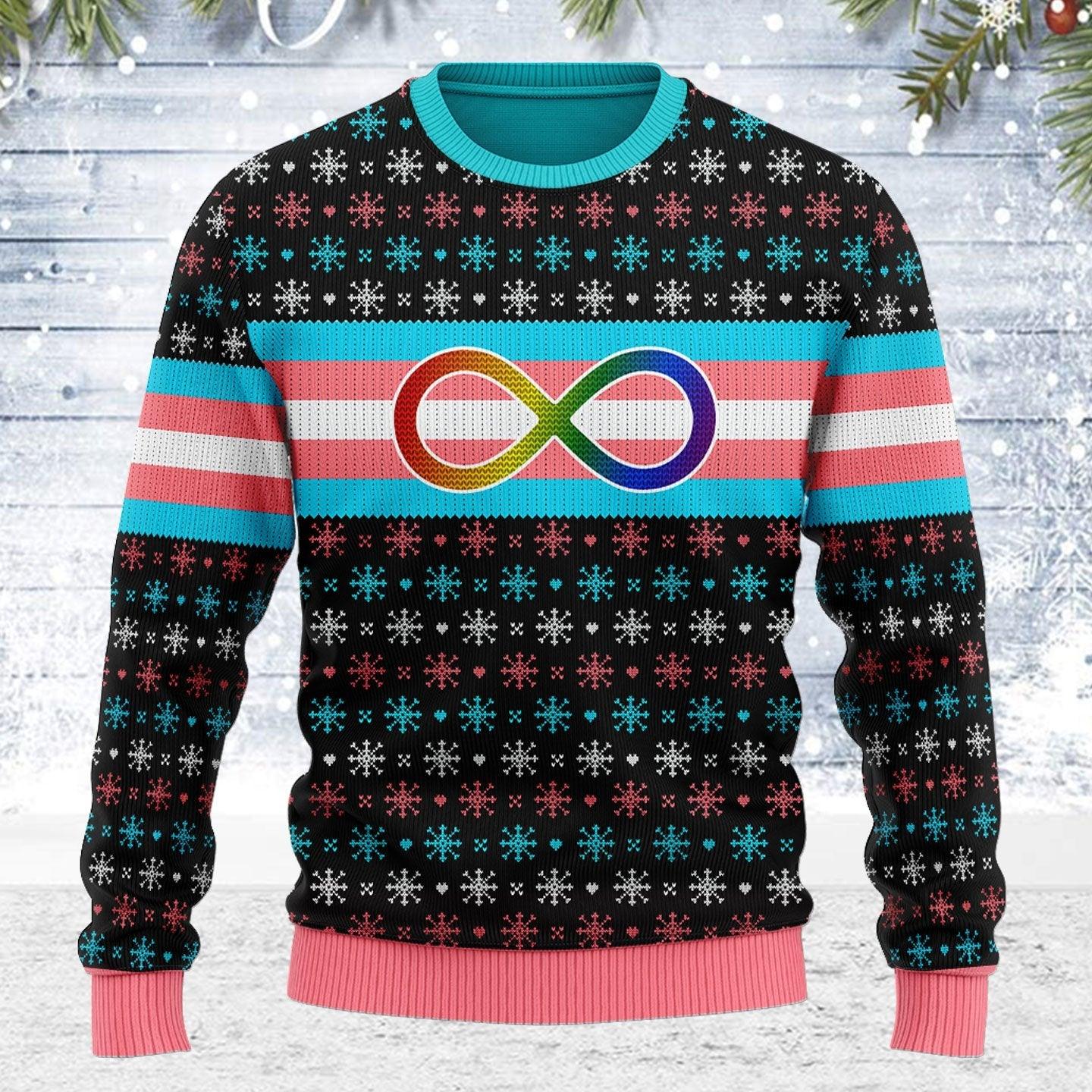 Transgender Autistic Flag Ugly Christmas Sweater - DucG