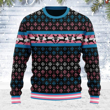 Transgender Pride Flag Ugly Christmas Sweater - DucG