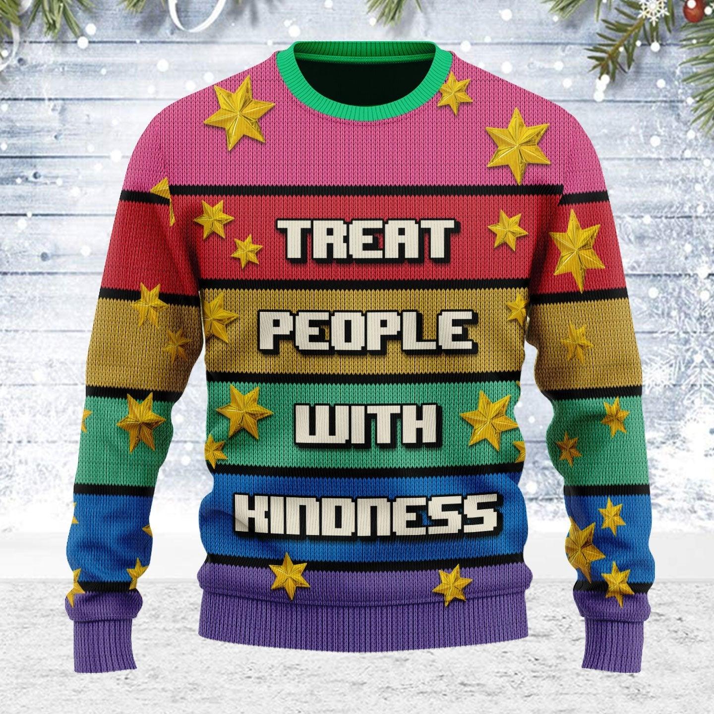 Treat People With Kindness Ugly Christmas Sweater - DucG