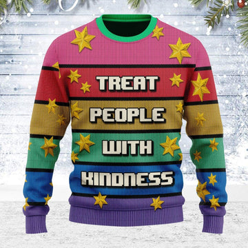 Treat People With Kindness Ugly Christmas Sweater - DucG