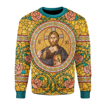 Golden Pattern Jesus Christ Sweatshirt - DucG