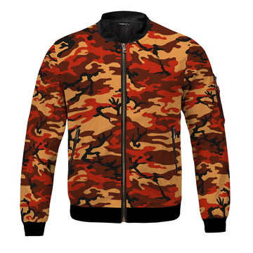 CustomsPig Flecktarn Red Brown German World War II Camouflage Patterns Bomber Jacket