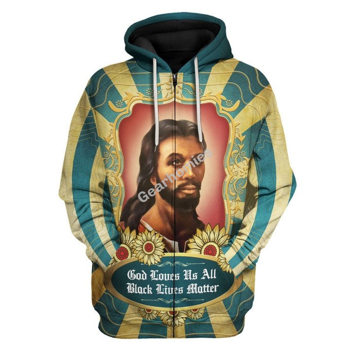 Tracksuit Tops Pullover Sweatshirt Black Jesus God Loves Us All Black Lives Matter 3D Apparel