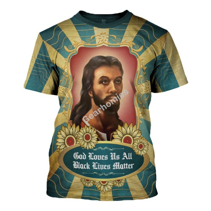 Tracksuit Tops Pullover Sweatshirt Black Jesus God Loves Us All Black Lives Matter 3D Apparel