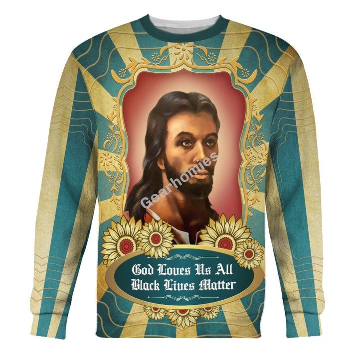 Tracksuit Tops Pullover Sweatshirt Black Jesus God Loves Us All Black Lives Matter 3D Apparel