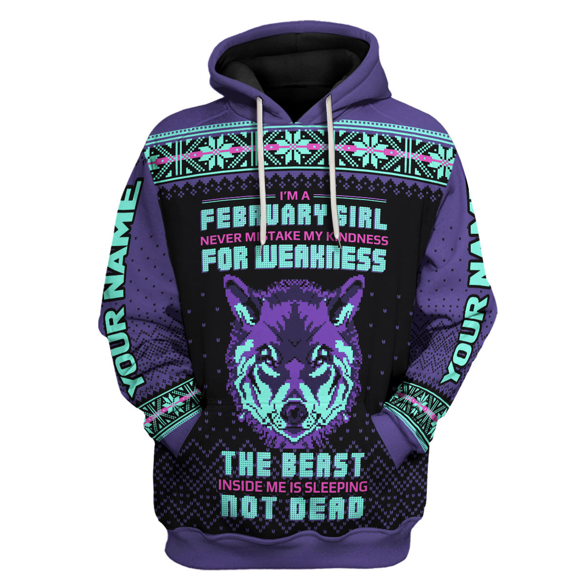 CustomsPig Personalized Hoodie February Girl All Over Printed