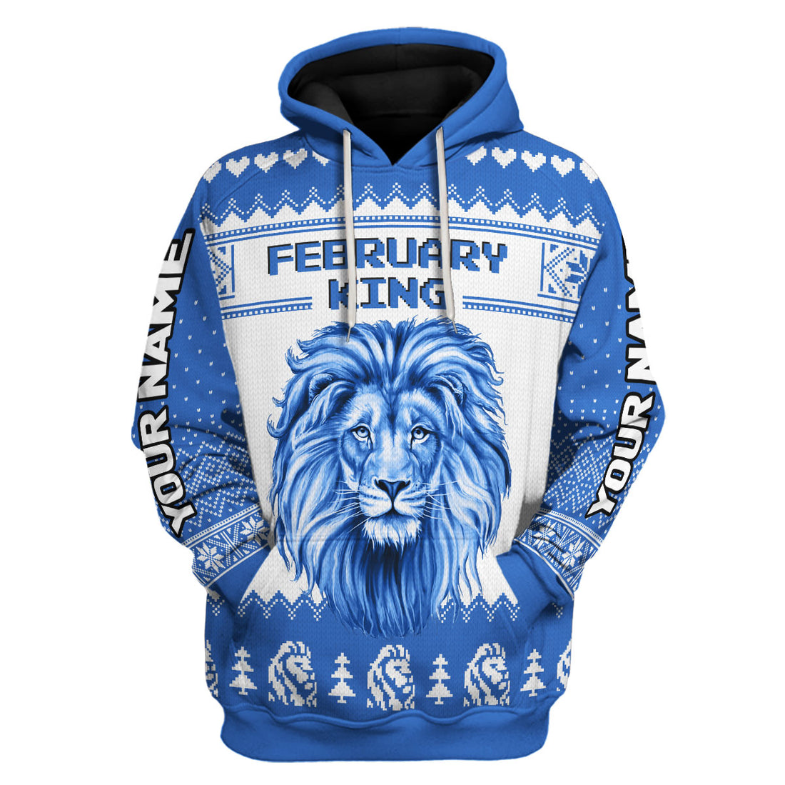 CustomsPig Personalized Hoodie February King All Over Printed