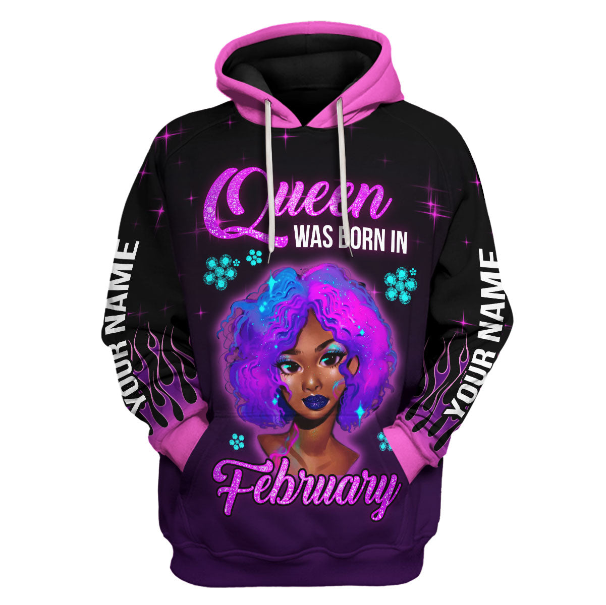 CustomsPig Personalized Hoodie Queen Was Born In February All Over Printed