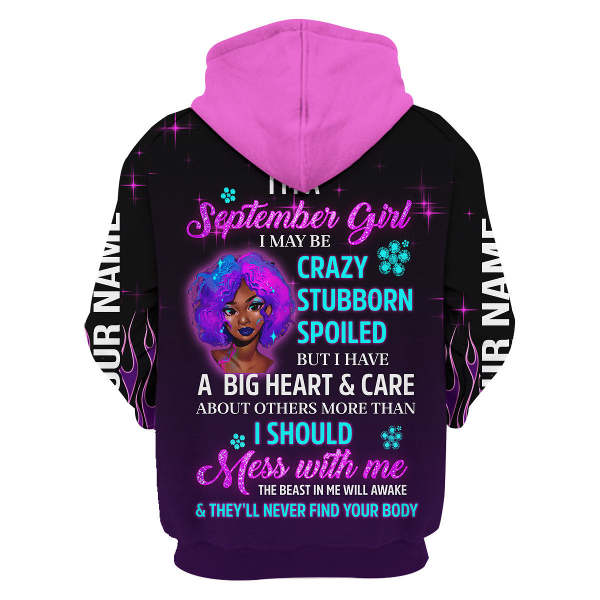 CustomsPig Personalized Hoodie Queen Was Born In September All Over Printed