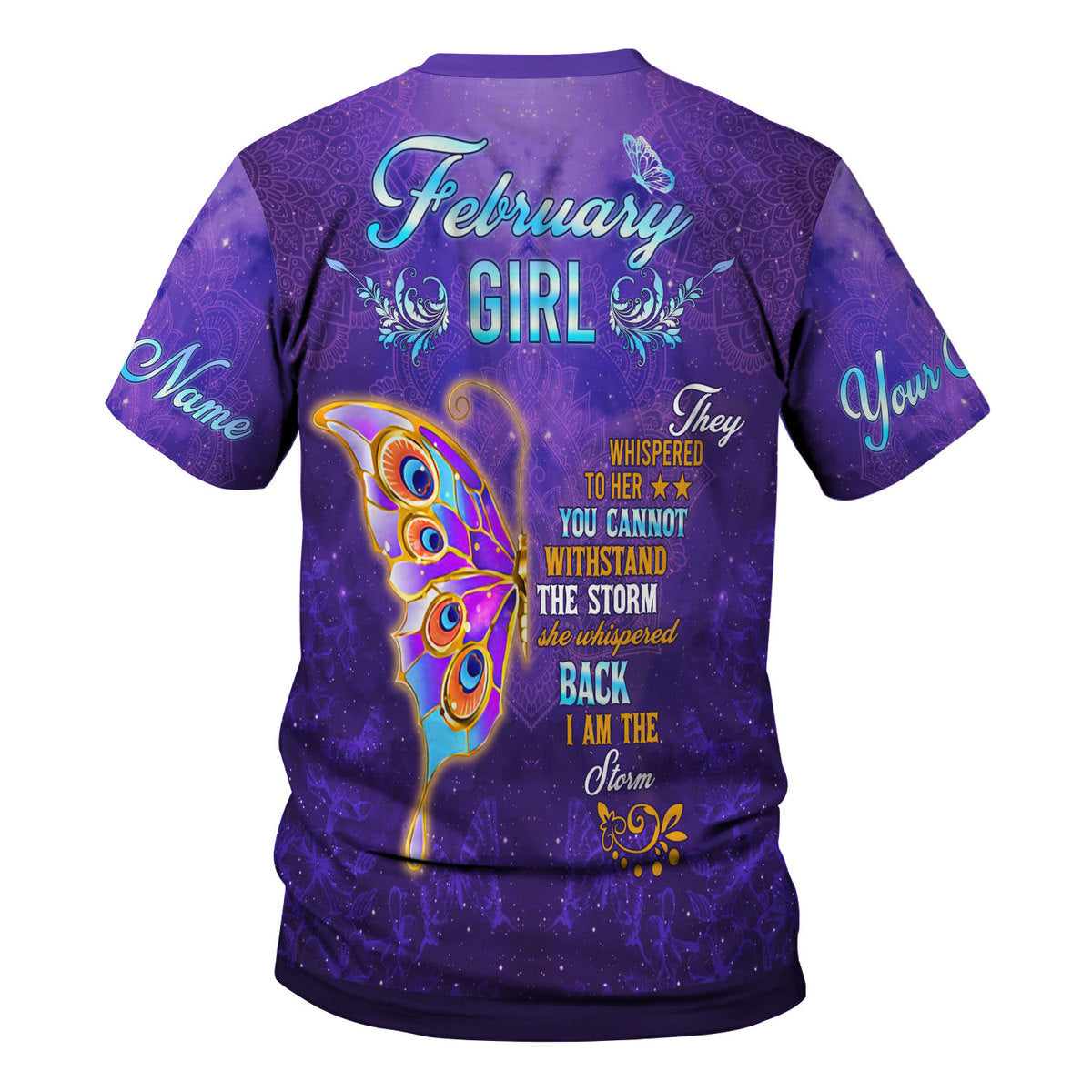 CustomsPig Personalized T-Shirt February Girl All Over Printed