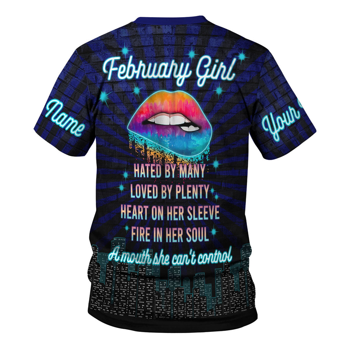 CustomsPig Personalized Tops February Girl Blue All Over Printed