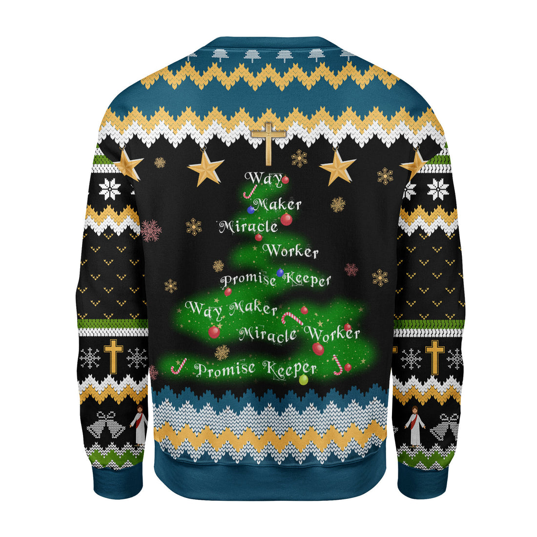 Customspig Christmas Sweater Way Maker Miracle Worker Promise Keeper 3D Apparel