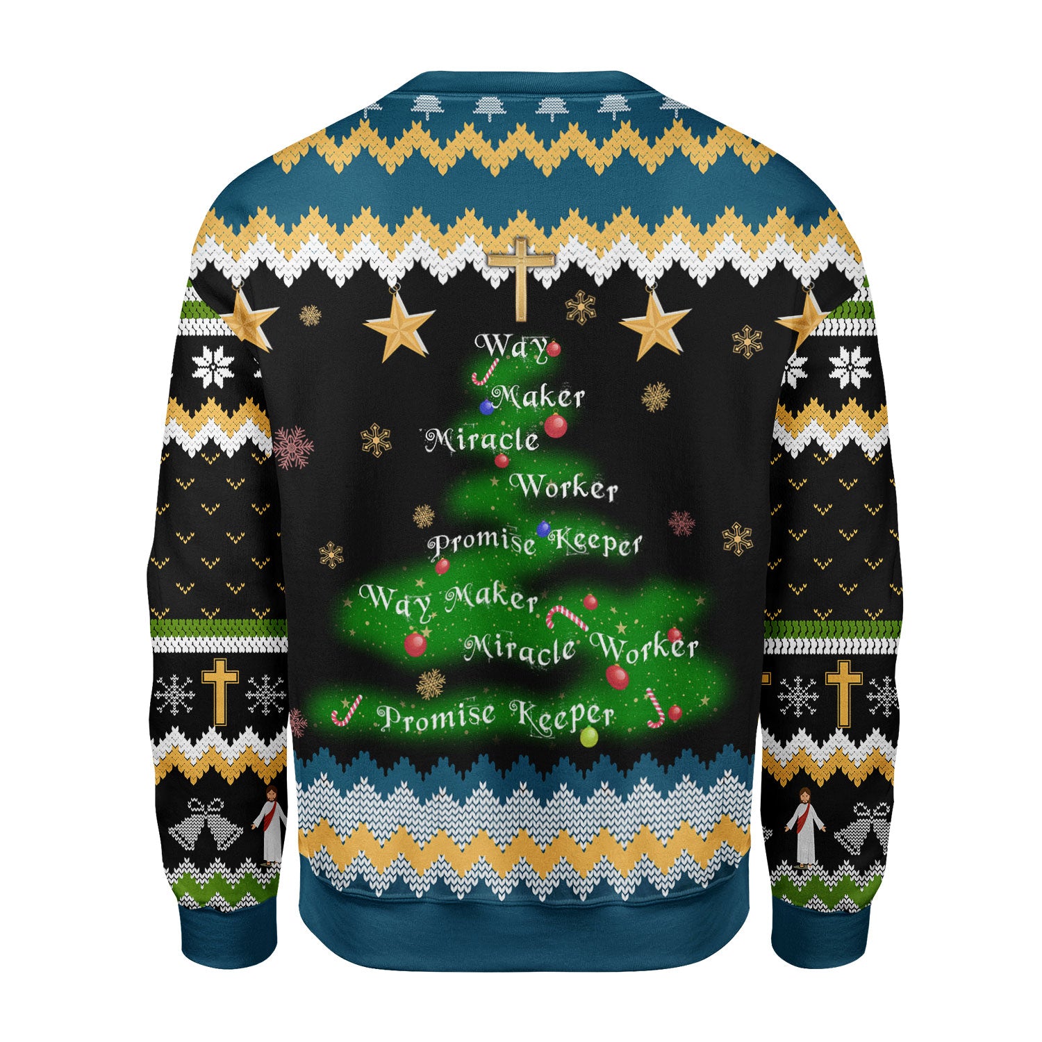 Customspig Christmas Sweater Way Maker Miracle Worker Promise Keeper 3D Apparel