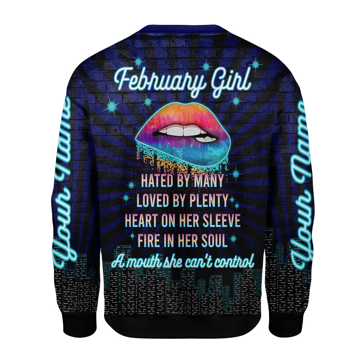 CustomsPig Personalized Ugly Sweater February Girl Blue All Over Printed