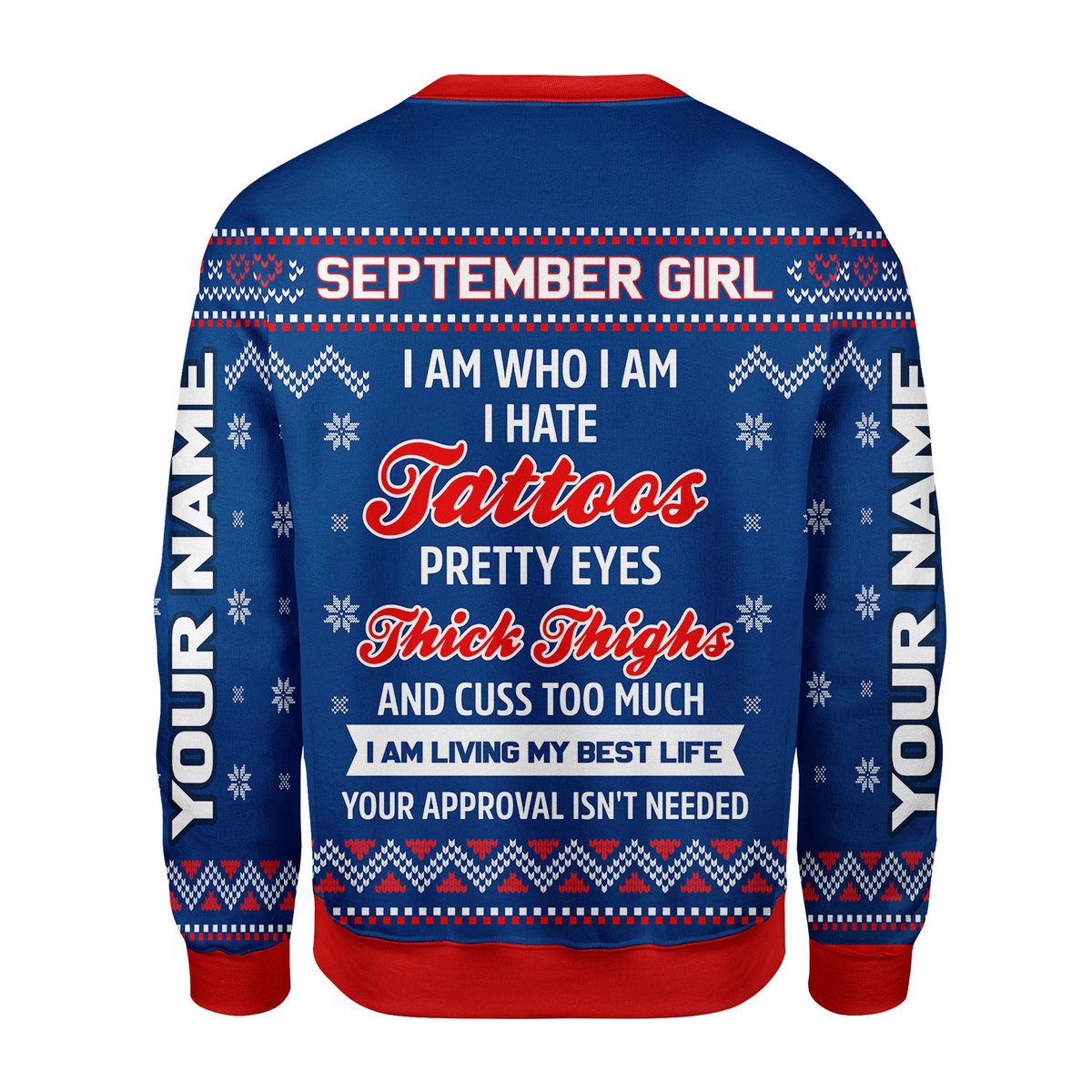 CustomsPig Personalized Ugly Sweater September Girl I Am Who I Am All Over Printed