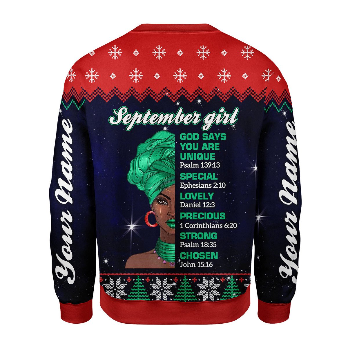 CustomsPig Personalized Ugly Sweater September Girl All Over Printed