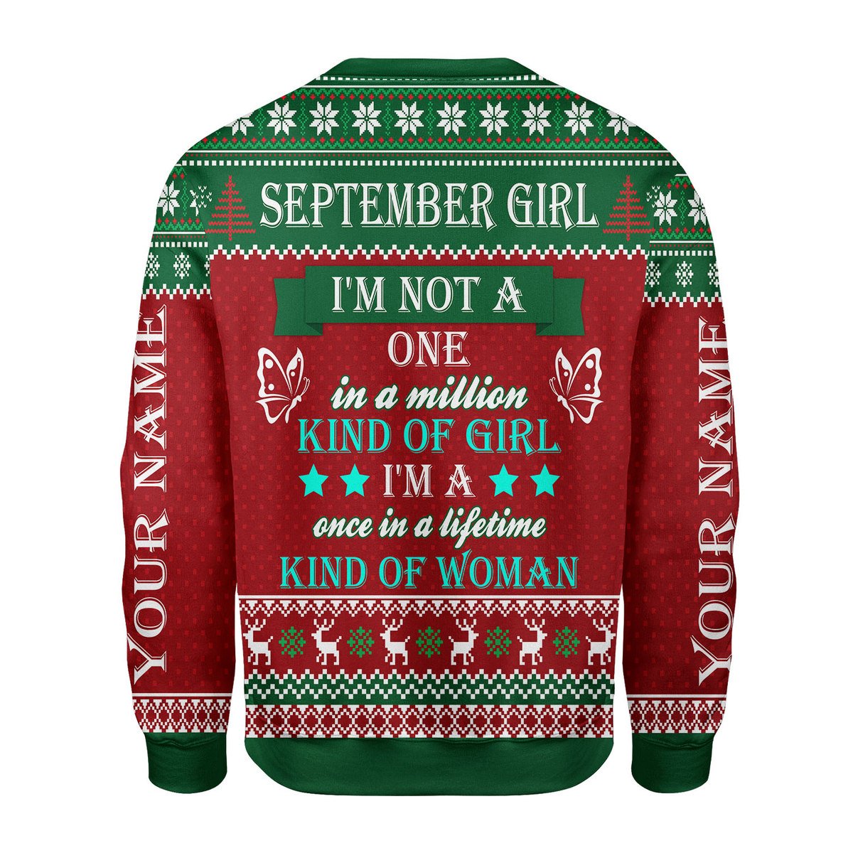 CustomsPig Personalized Ugly Sweater September Girl All Over Printed