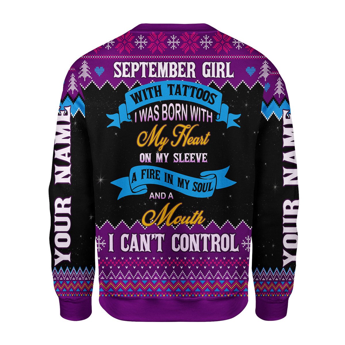CustomsPig Personalized Ugly Sweater September Girl All Over Printed