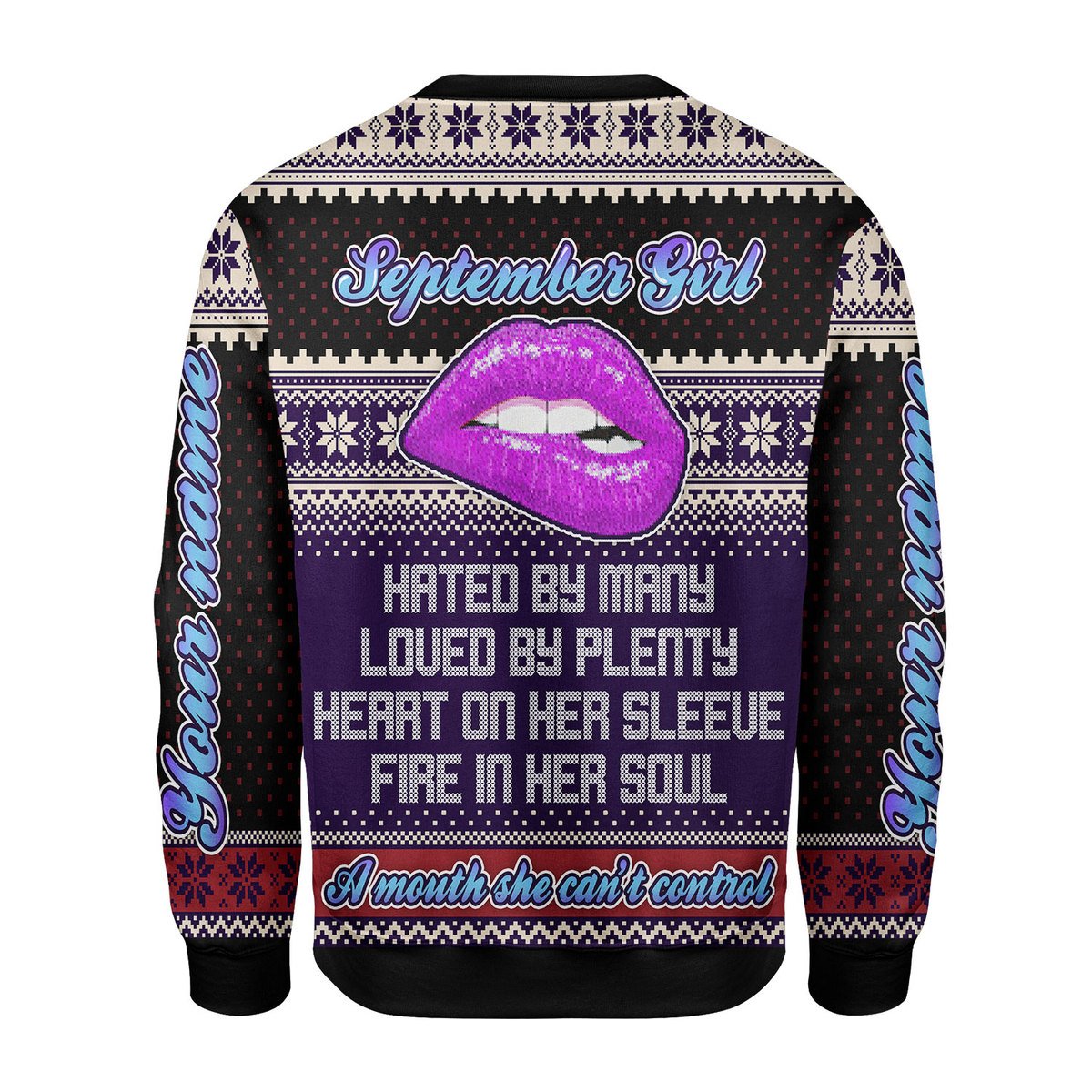 CustomsPig Personalized Ugly Sweater A Queen Was Born In September All Over Printed